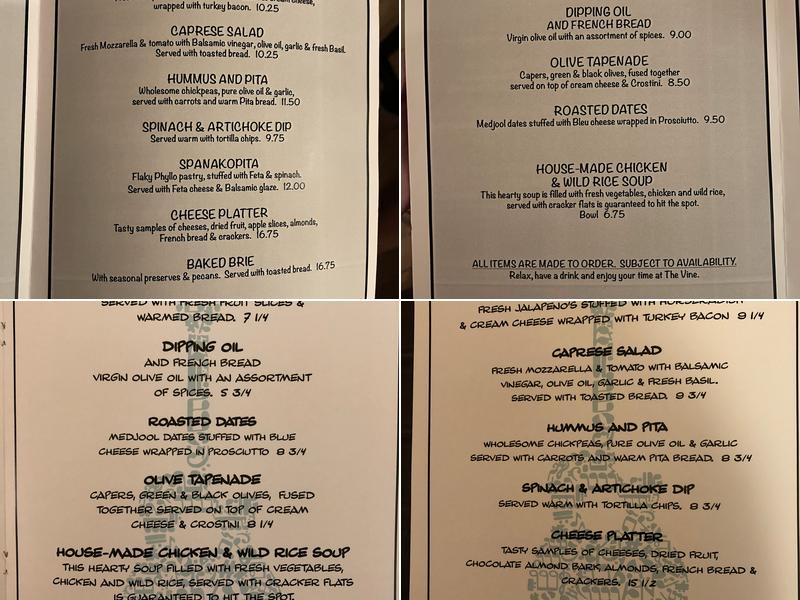 The Vine Beer & Wine Lounge Menu