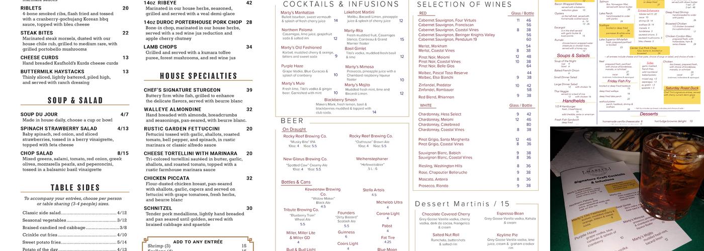 Marty's Place North Menu