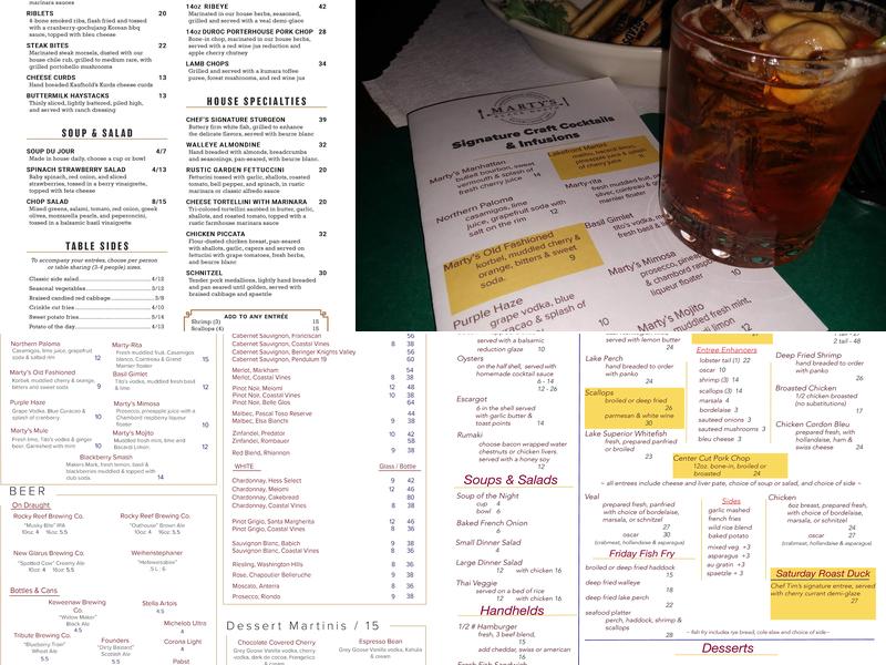 Marty's Place North Menu