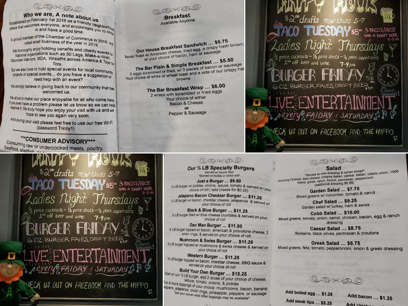 The Bar Food & Spirits Menu