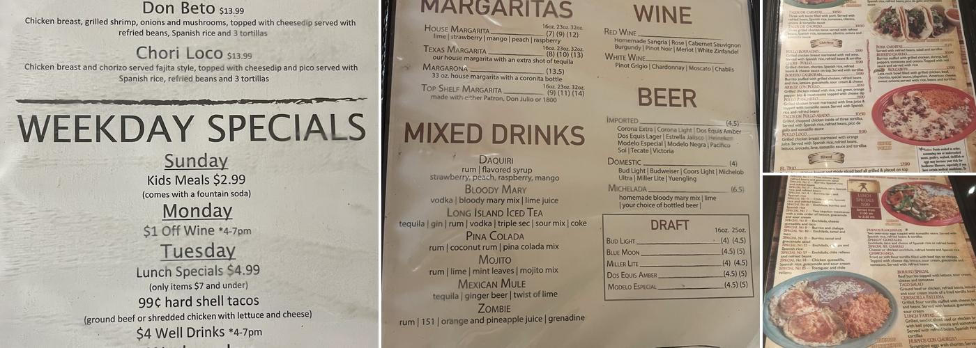 Don Julio Tequilas Menu