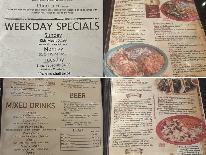 Don Julio Tequilas Menu