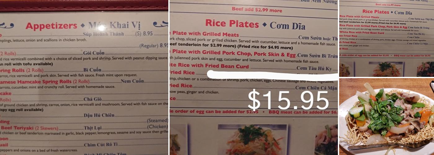 Pho Da Lat Menu
