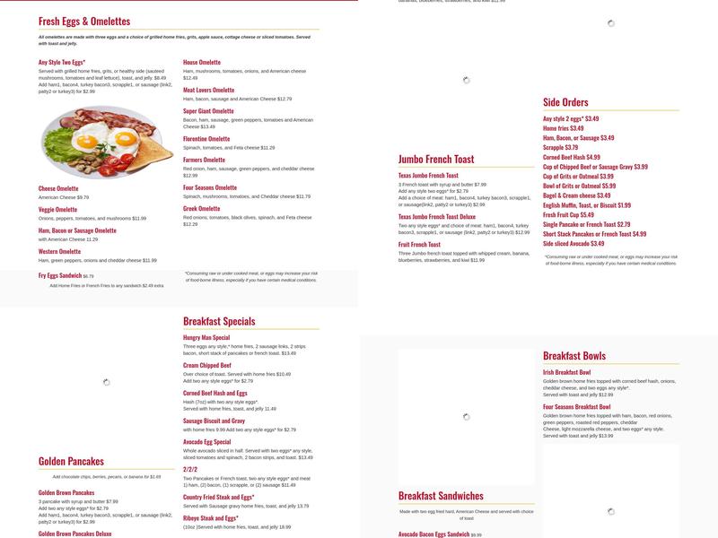 Four Seasons Family Restaurant Menu