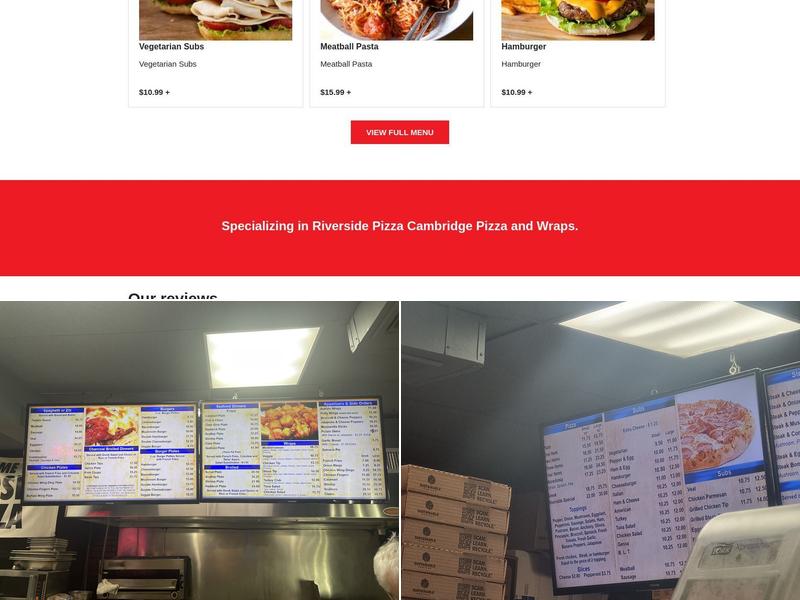 Riverside Pizza & Seafoods Menu