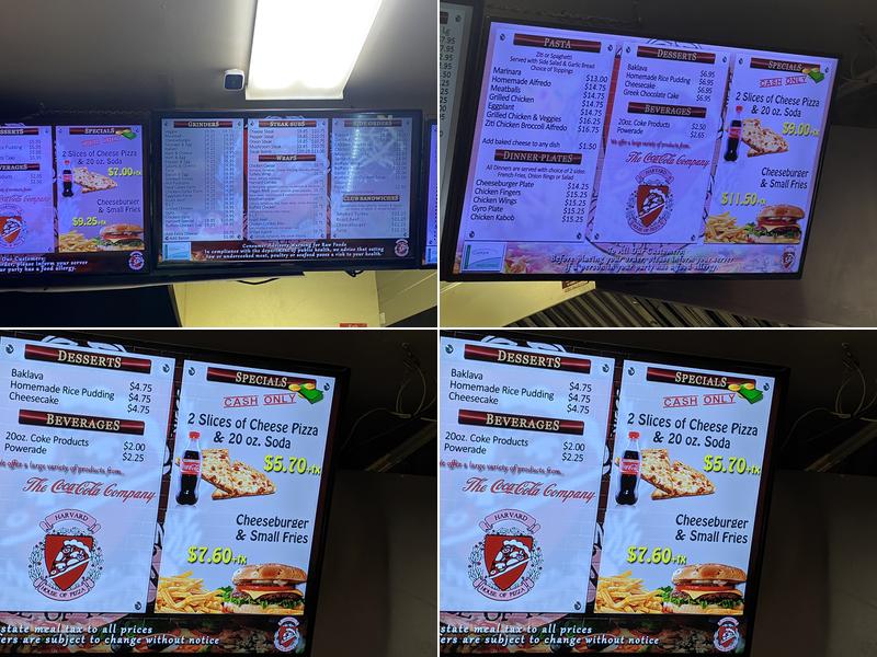 Harvard House of Pizza Menu