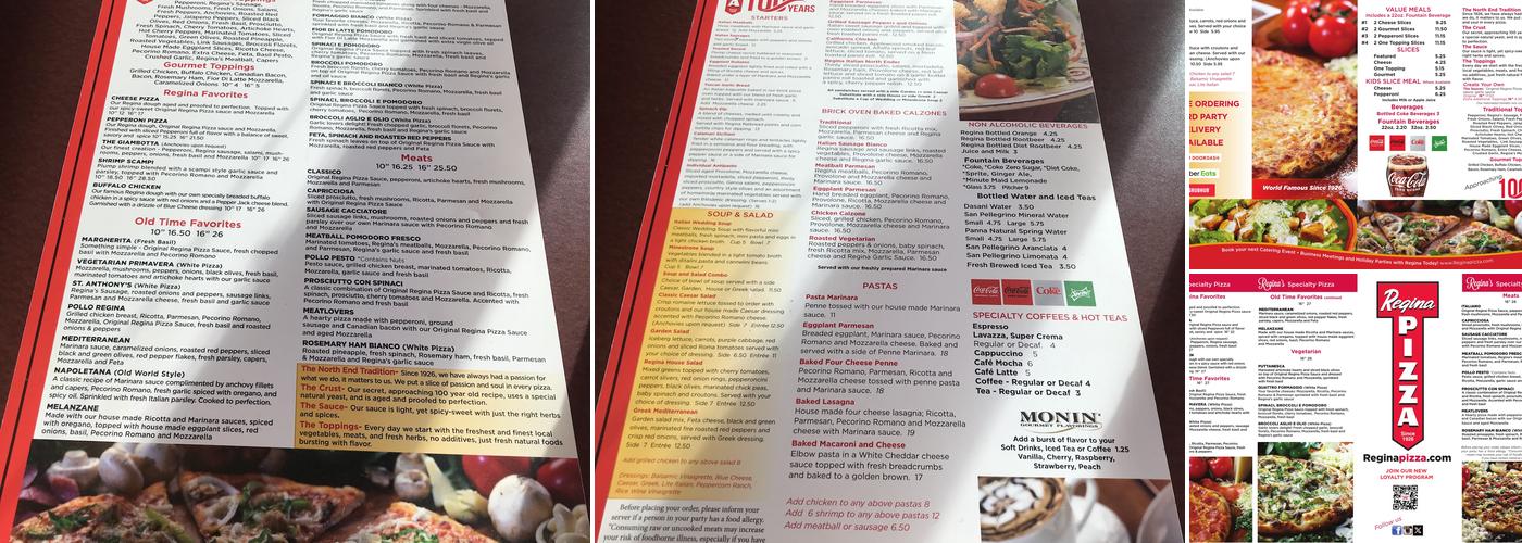 Regina Pizzeria Menu