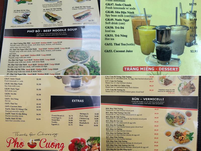 Pho Cuong Menu
