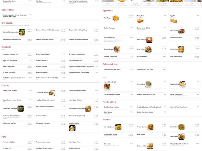 Wang's Chinese Cuisine Menu