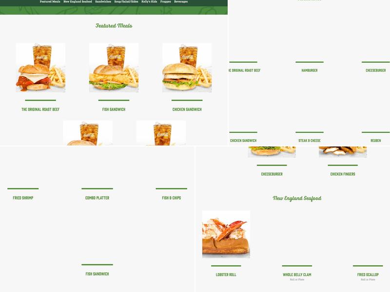 Kelly's Roast Beef Menu