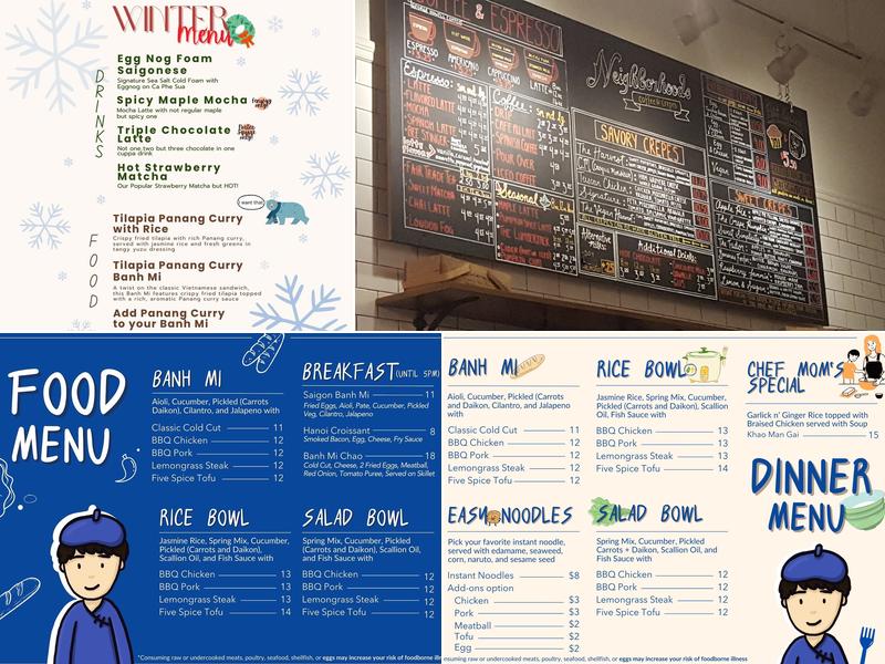Phinista Cafe Menu