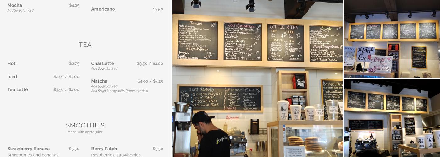 Temptations Cafe Menu