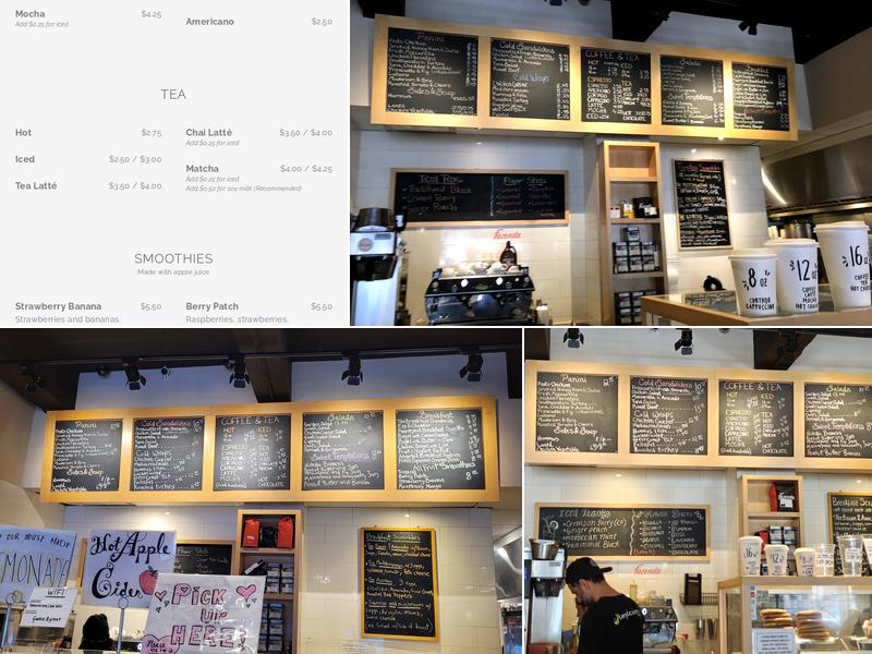 Temptations Cafe Menu