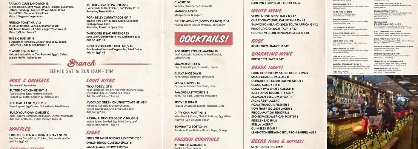Rosebud Bar & Kitchen Menu