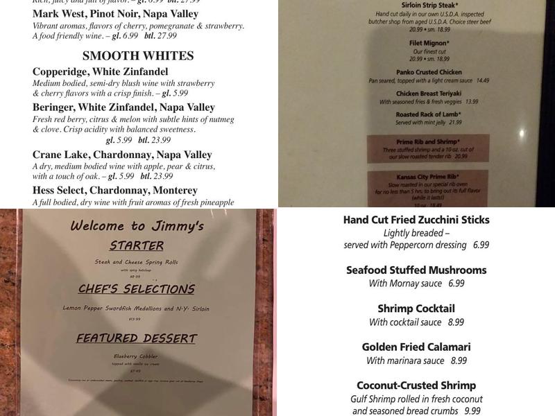 Jimmy's Steer House Menu