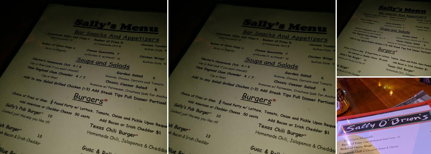Sally O'Brien's Menu