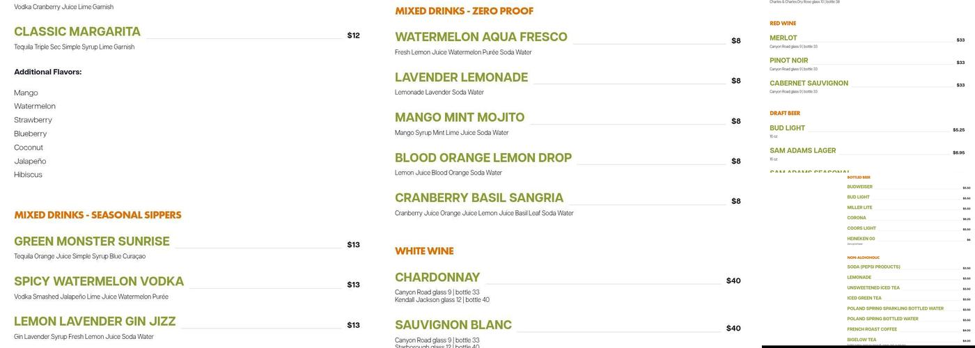 Longwood Grille & Bar Menu