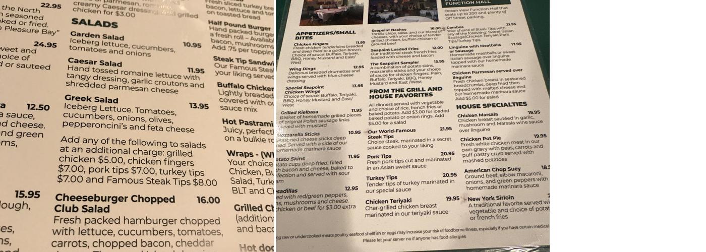 Seapoint Menu