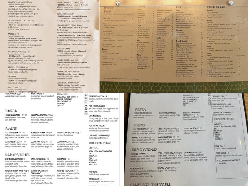 Catalyst Restaurant Menu