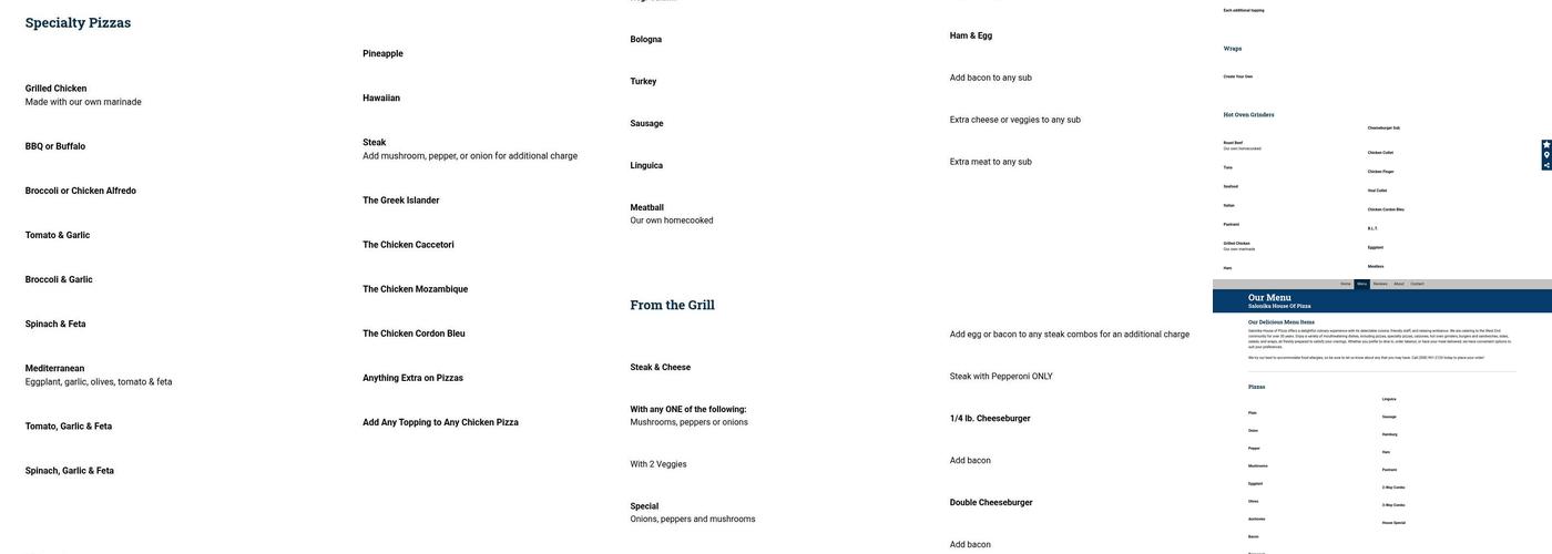 Salonika House Of Pizza Menu