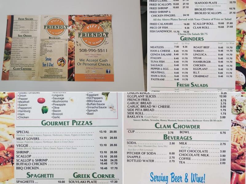 Friendly Pizza Menu