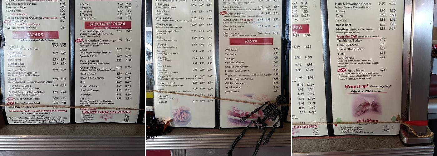 Metro Pizza & Sandwiches Menu