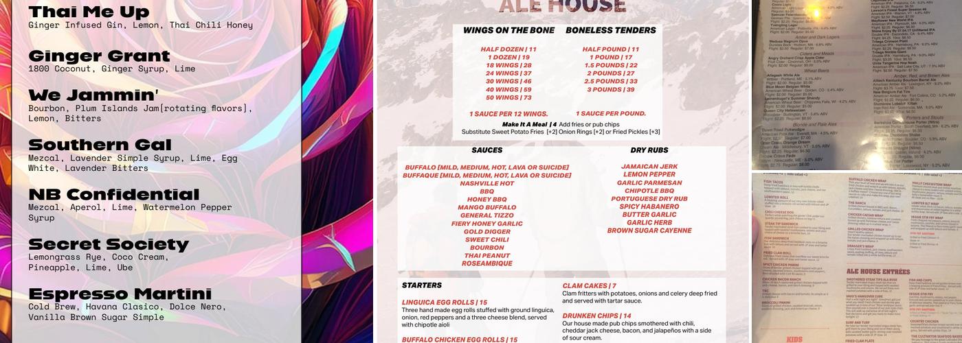 Rose Alley Ale House Menu