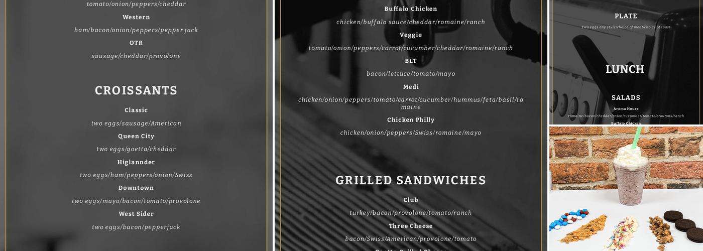 Aroma's Java Cafe Menu