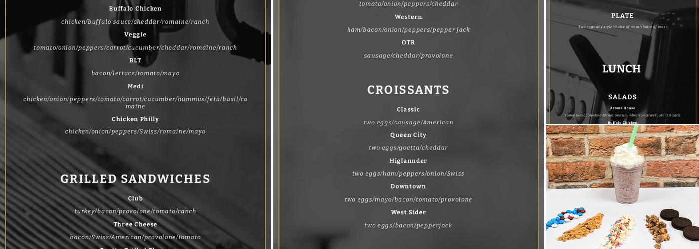 Aroma's Java Cafe Menu