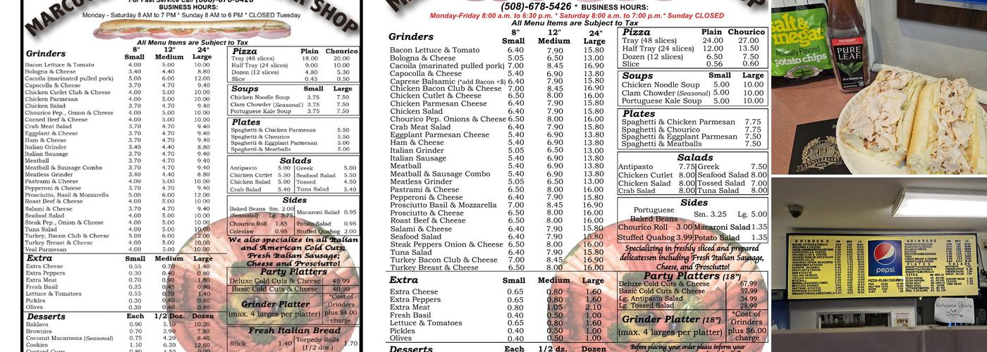 Marcucci's Bakery Menu