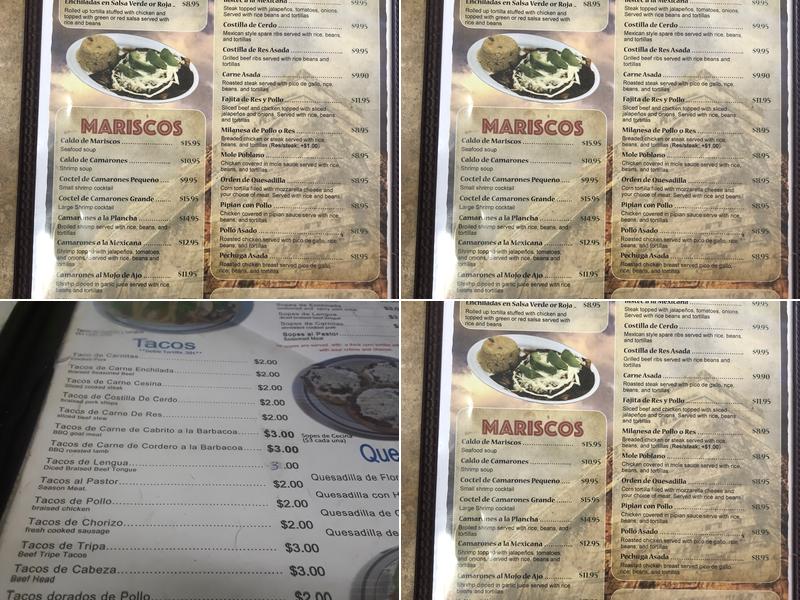 El Taco Azteca Menu