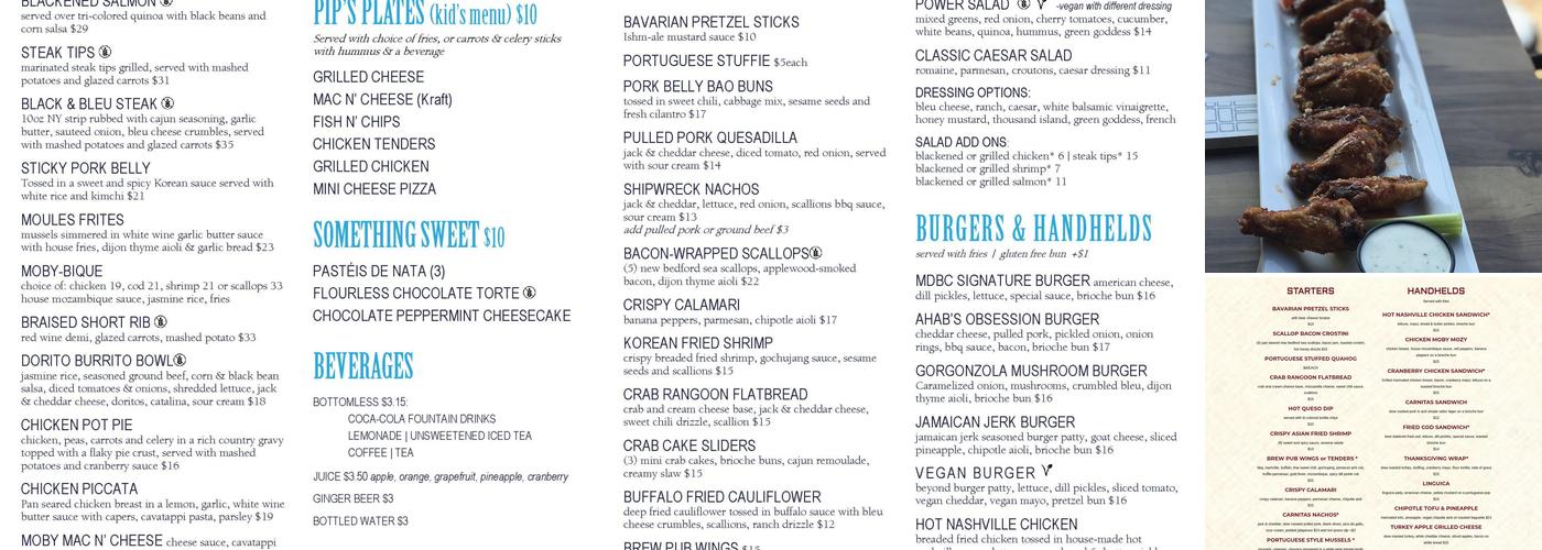 Moby Dick Brewing Co. Menu