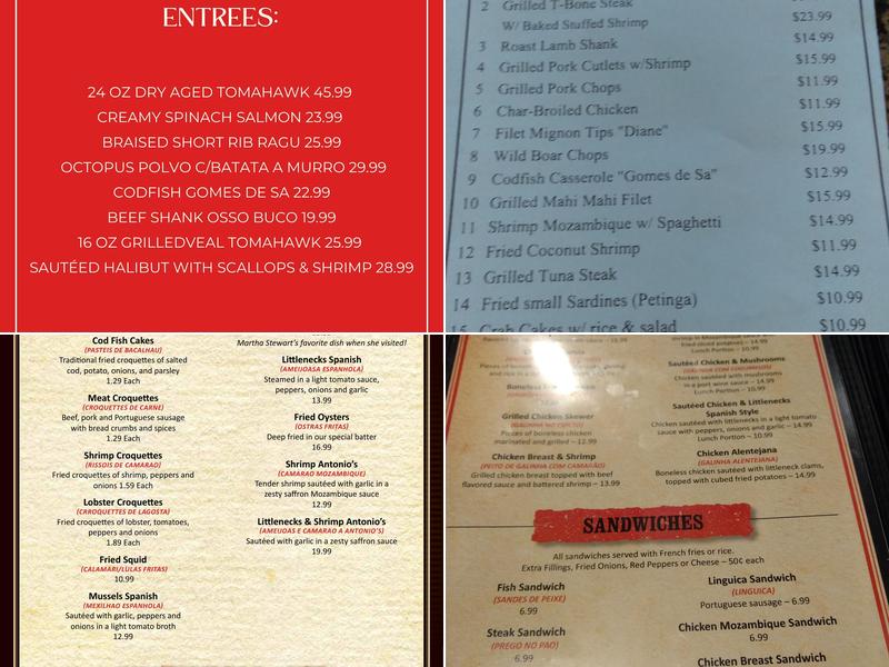 Antonio's Restaurant Menu