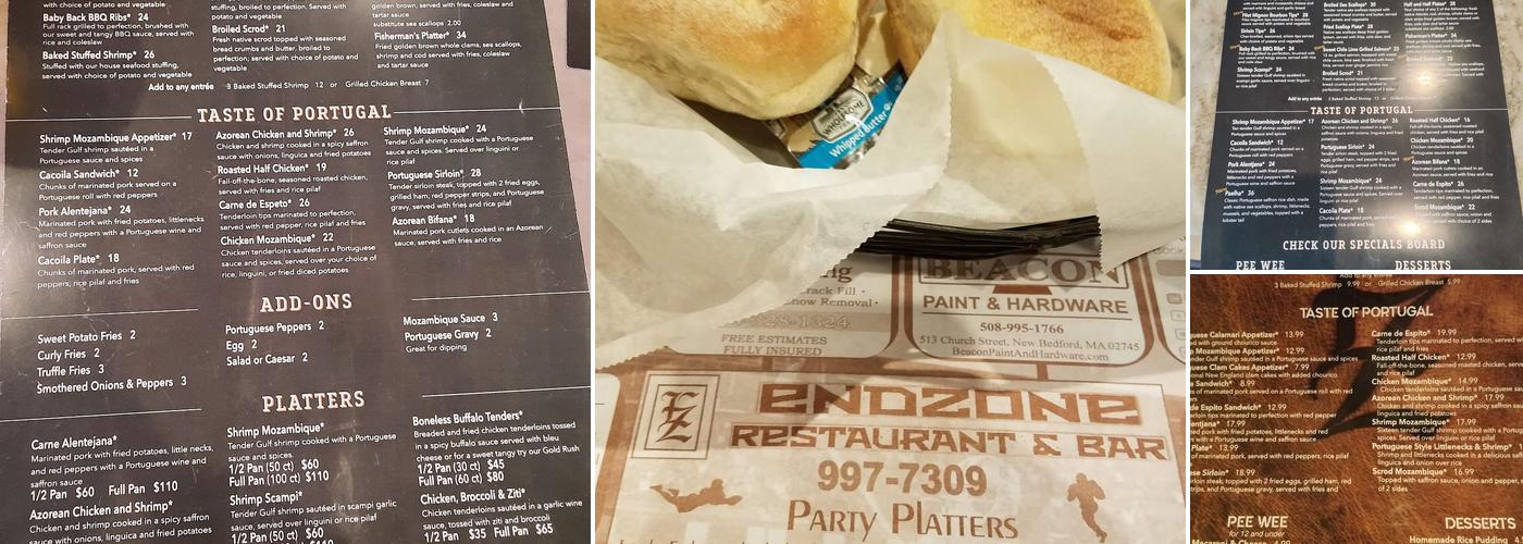 Endzone Sports Pub Menu