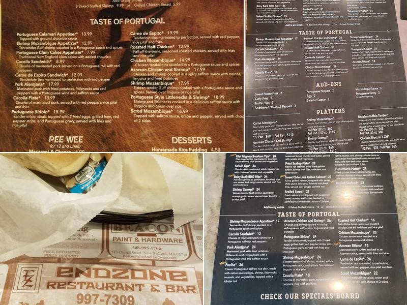 Endzone Sports Pub Menu