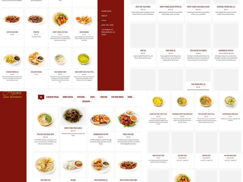 Apsara Asian Restaurant Menu