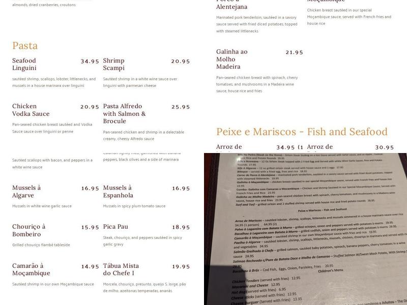 Restaurante Algarve Menu