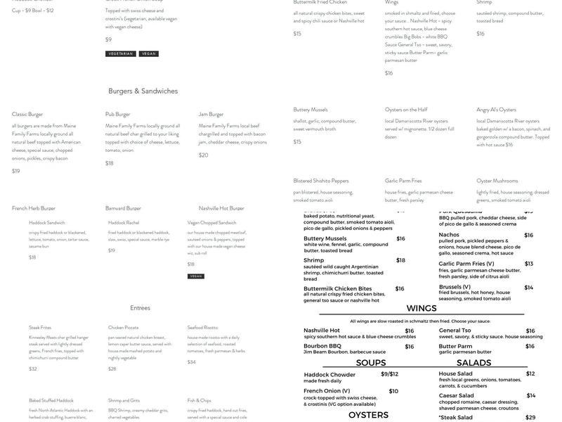 Newcastle Publick House Menu