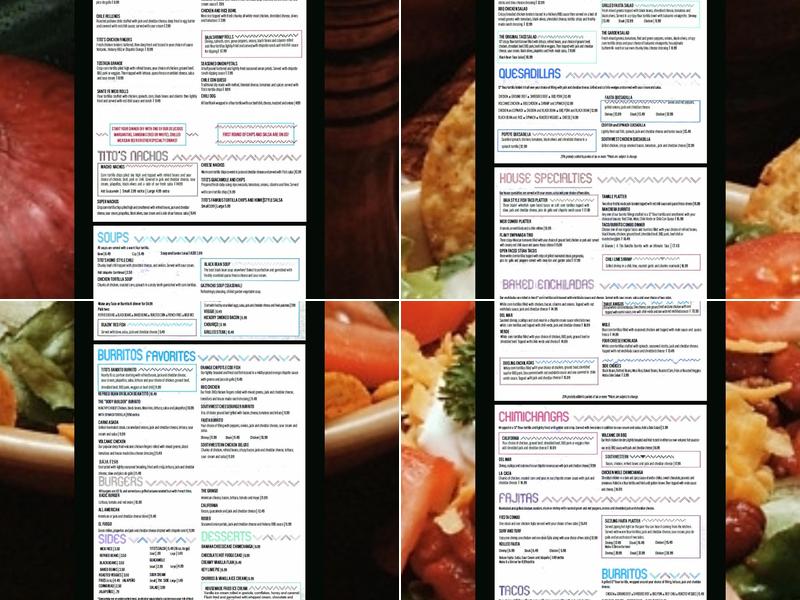 Tito's Cantina Menu