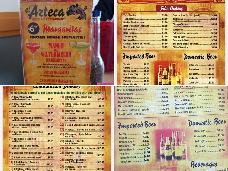 El Azteca Mexican Restaurant Menu