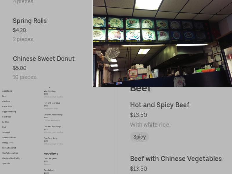 Number One Chinese Restaurant Menu