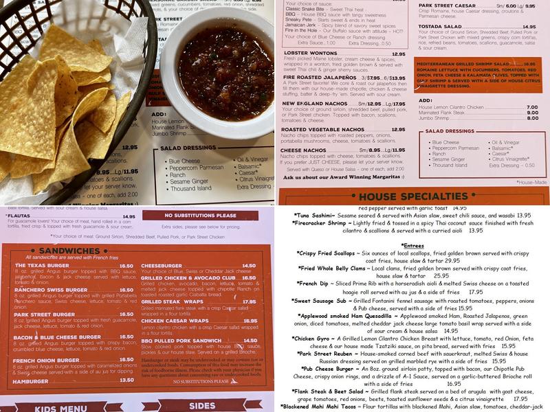 Park Street Grille Menu