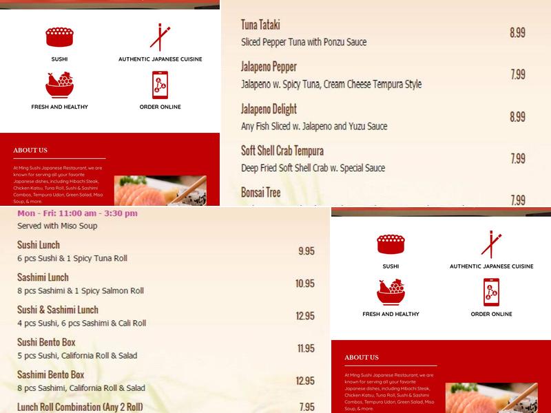 Ming Sushi Menu