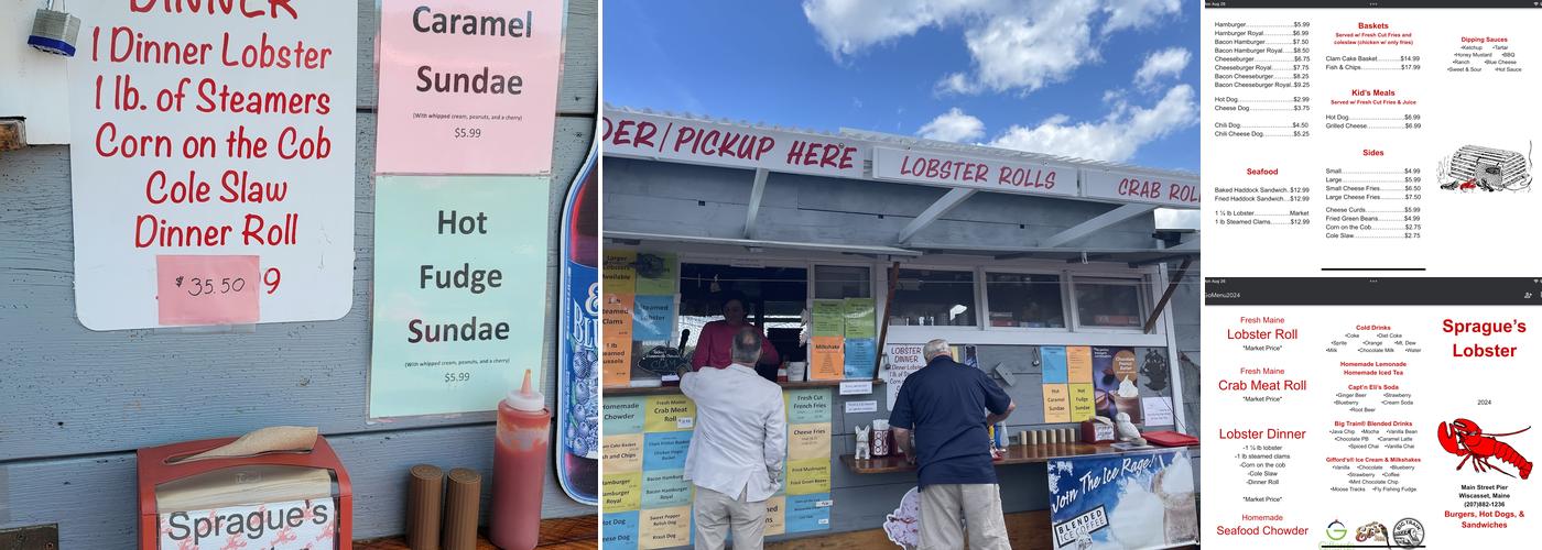 Sprague's Lobster Menu