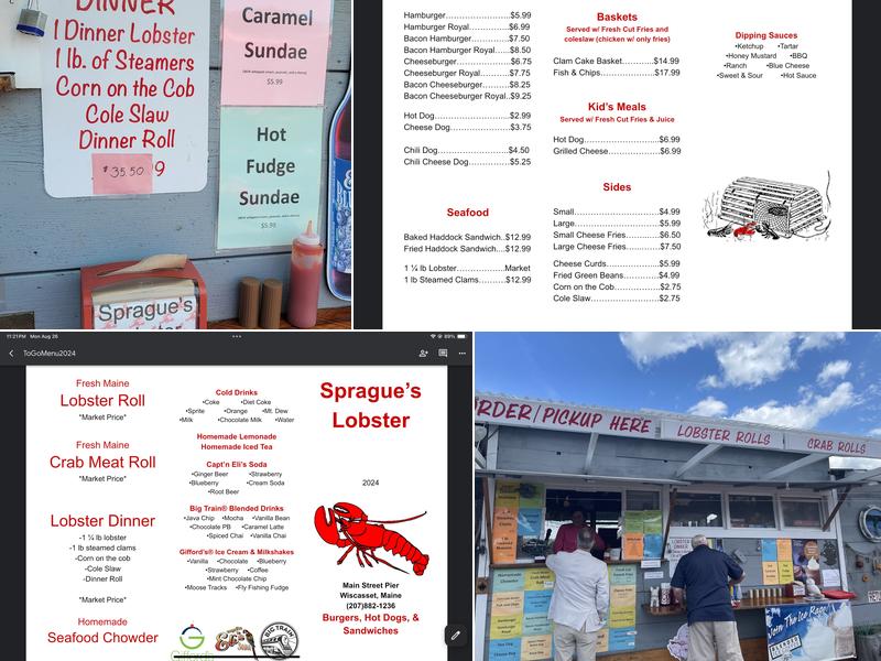 Sprague's Lobster Menu