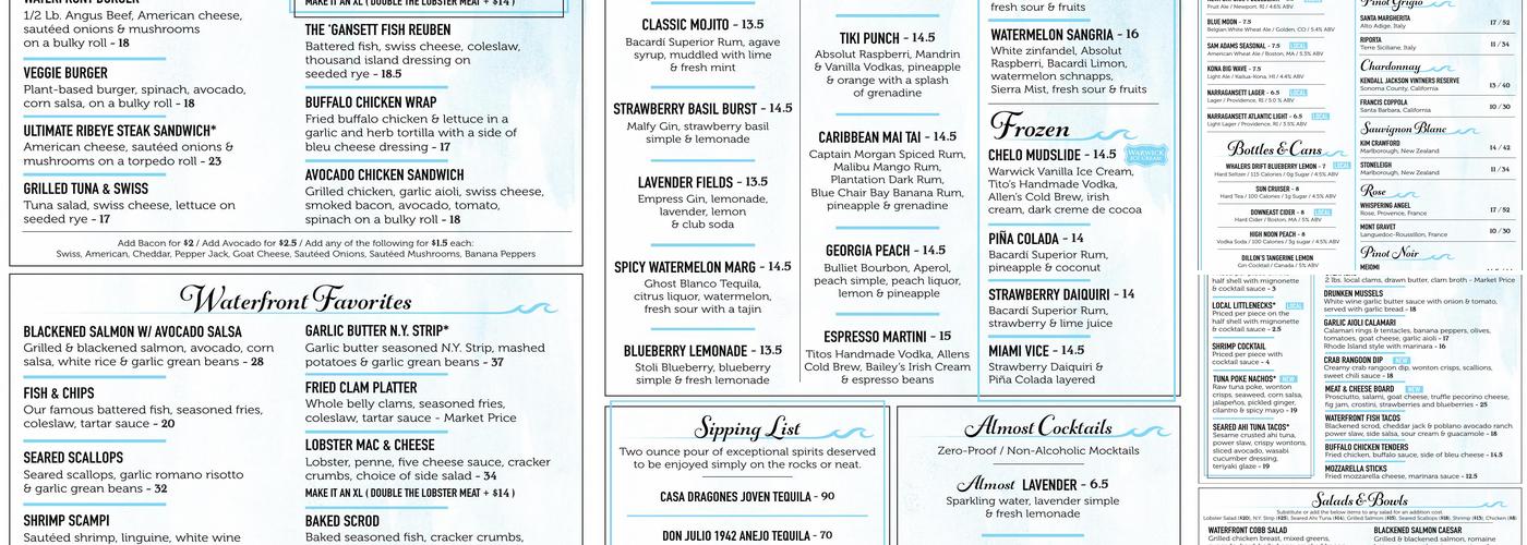 Chelo's Waterfront Hometown Bar and Grille Menu