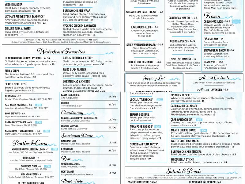 Chelo's Waterfront Hometown Bar and Grille Menu