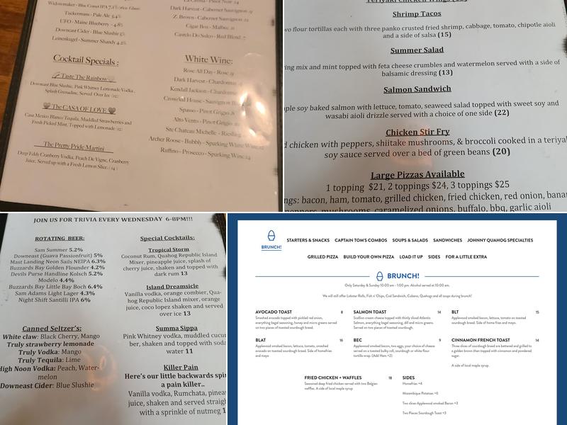 Quahog Republic Whaler's Tavern Menu