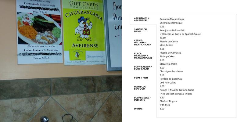 Churrascarias Aveirense Restaurant Menu