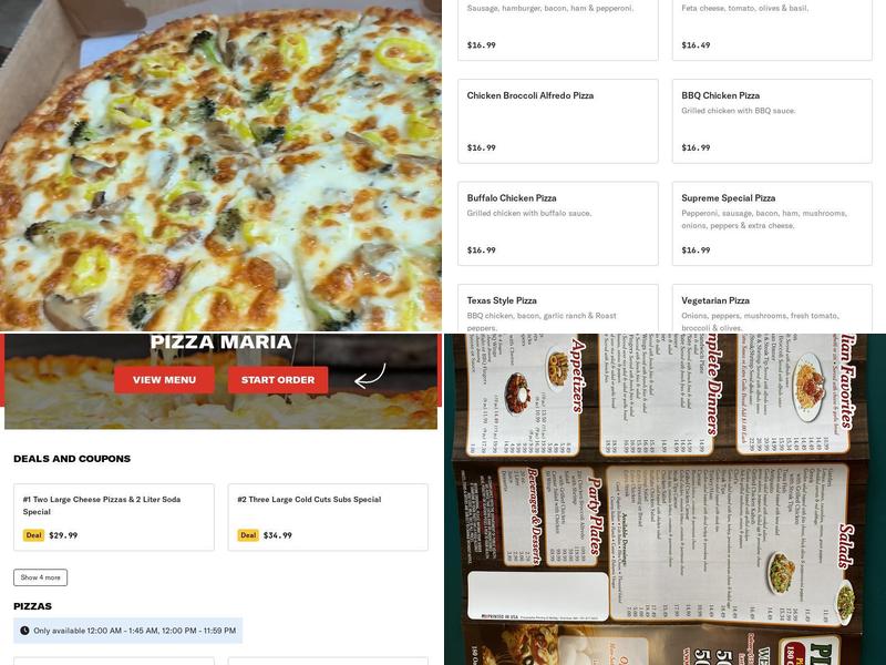 Pizza Maria Menu